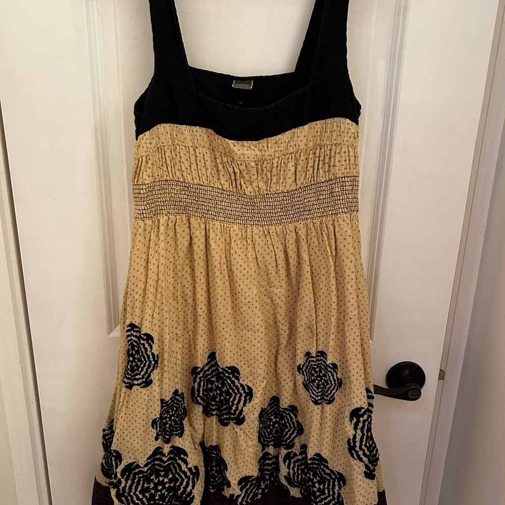 Anthropologie pagoda flowers Cream Sleeveless Mini Sundress